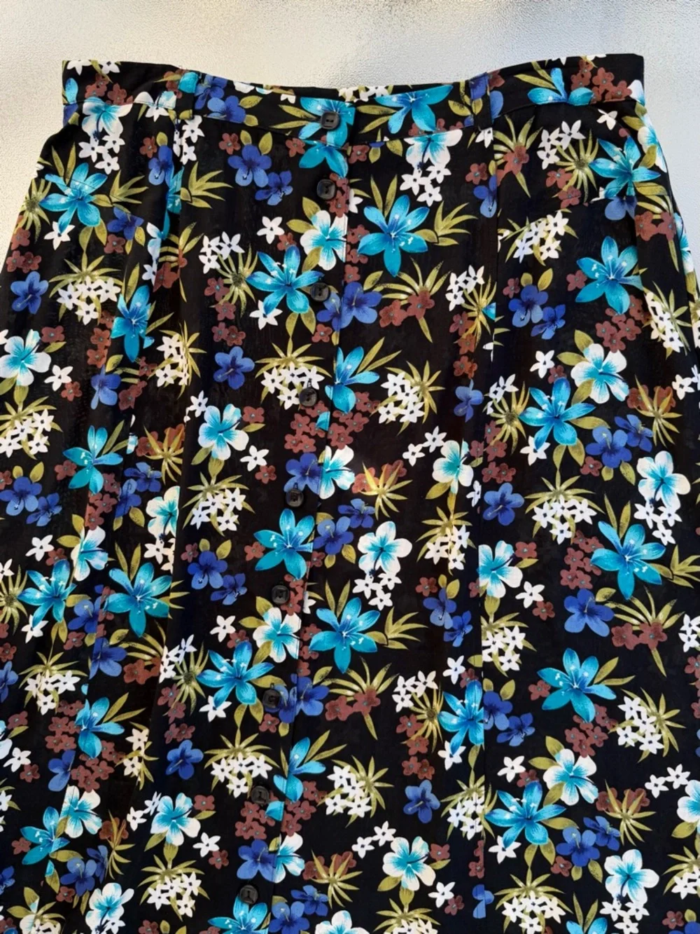 Sag Harbor Multi-Color Floral Button-Front A-Line Maxi Skirt ~ Women’s Small